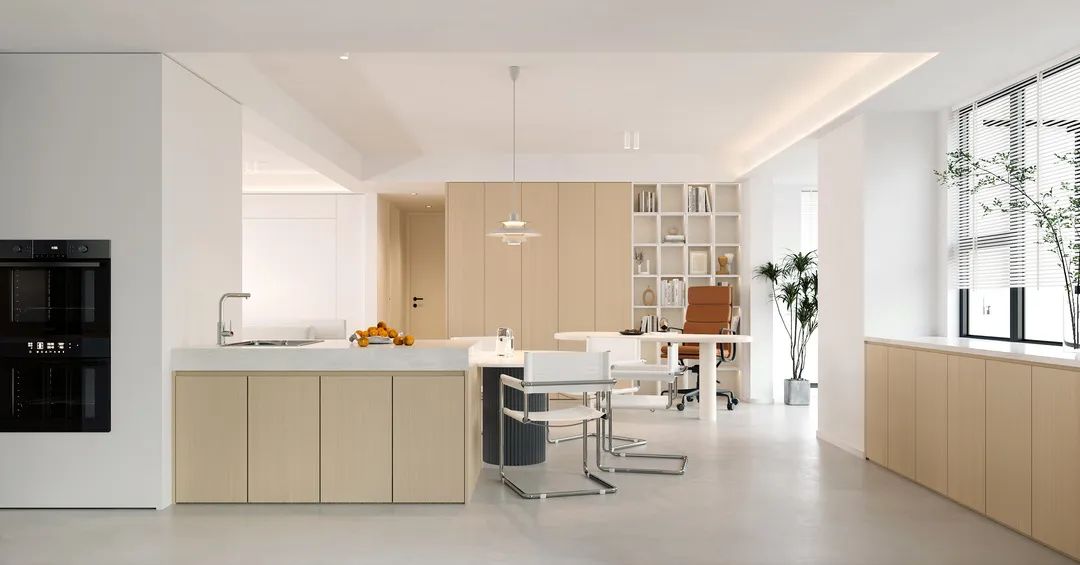 装修案例 | 108㎡极简风,褪去繁琐回归本真, 居家办公两不误