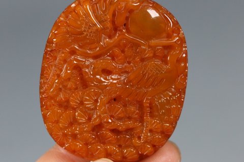 老蜜蜡|百年老蜜蜡鹿鹤逢春佩