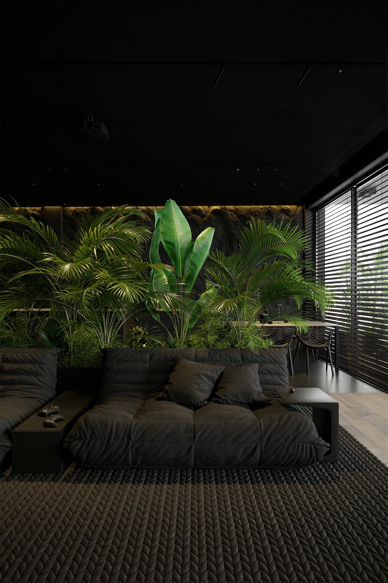 HOUSE 设计 | 黑色+绿植+通透主义+彩光源