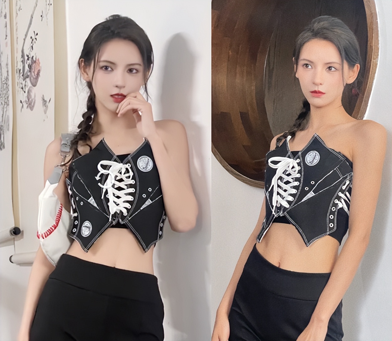 张予曦|张予曦剪帆布鞋做抹胸上衣!胸前仅靠鞋带拼接,大方秀火辣小蛮腰