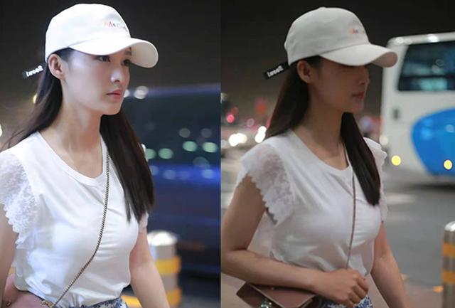 李沁|李沁穿圆领短袖走机场,室内室外身材反差太大,引发争议