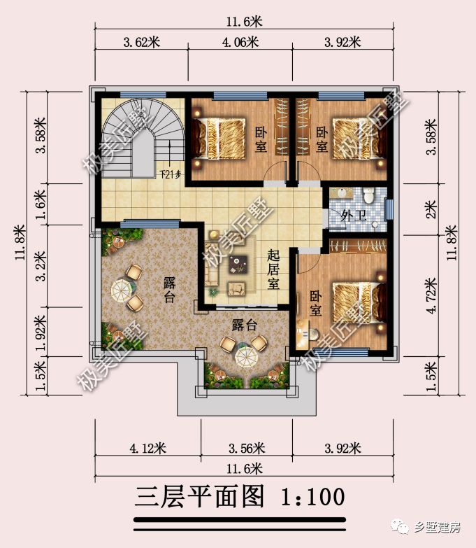 造价30W，11.6X10.3米简欧风格别墅，属于家的惬意和温馨