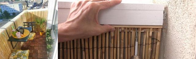 真新鲜,阳台不用玻璃封起来,贴着护栏围一圈竹篱笆,清新凉爽