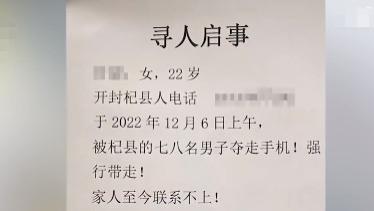 河南22岁女孩，被七八名男子夺走手机，强行带走，家人至今联系不上