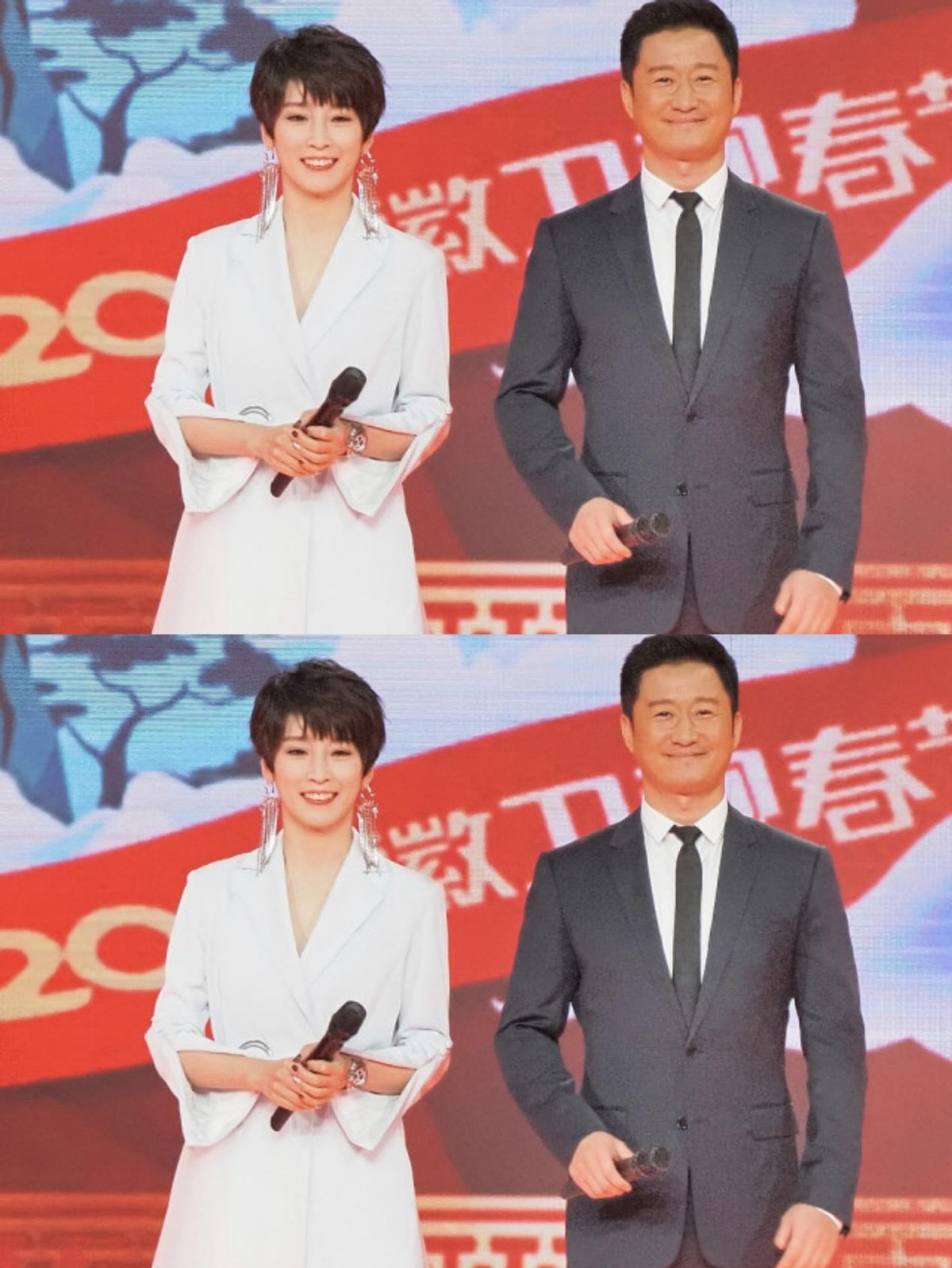 谢楠|谢楠作为“战狼”吴京的老婆，气场也是很强的，穿西装裙毫不怯场