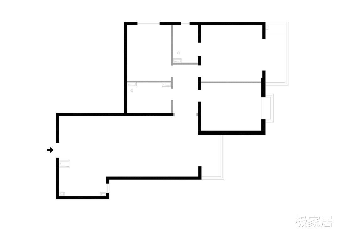 110平两居室，还能拥有25平超大卫生间，充分利用每一寸空间
