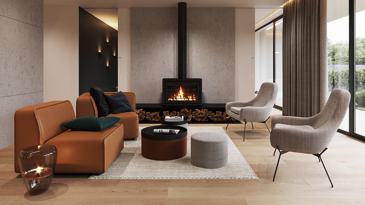 140平现代简约的家，用混凝土+木材的设计，玩出不一样的高级感