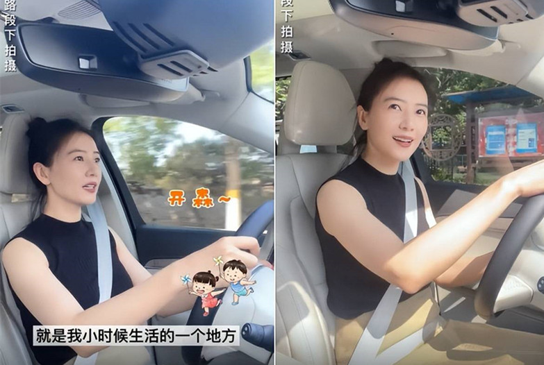 高圆圆|高圆圆开着豪车回老家，身穿开叉裙大秀身材，丈夫却不在身边