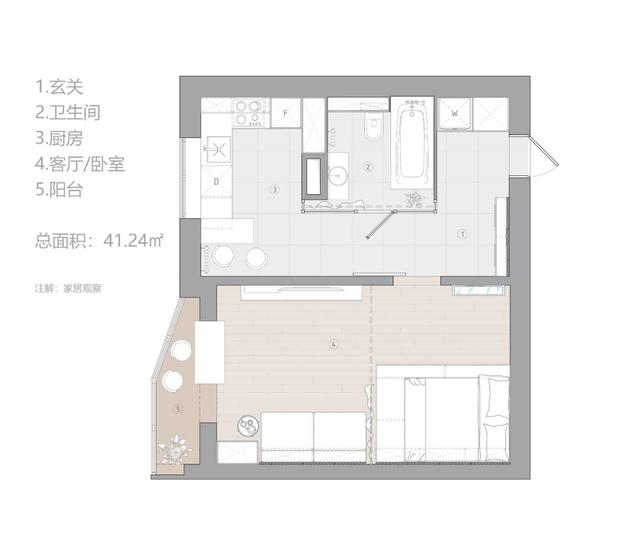 42平米的小蜗居,装修设计巧妙且实用,盒子状的卫生间真特别