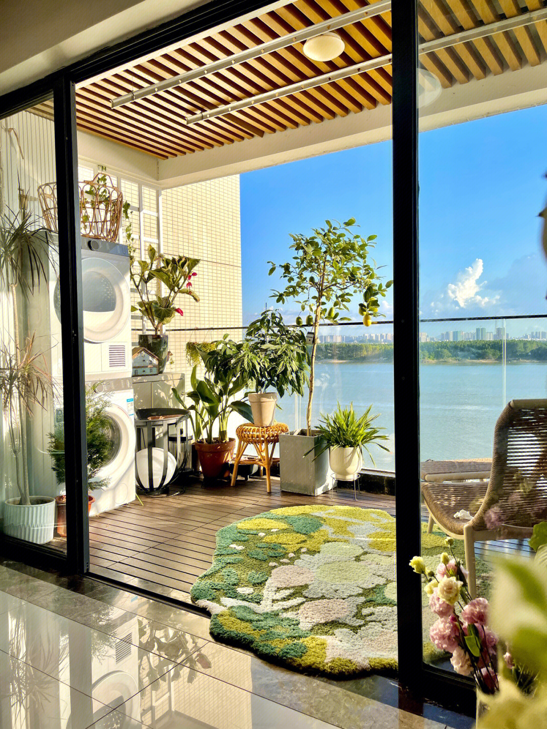 6楼江景房,开放式阳台花园改造 ,仿佛置身在大自然的森林里