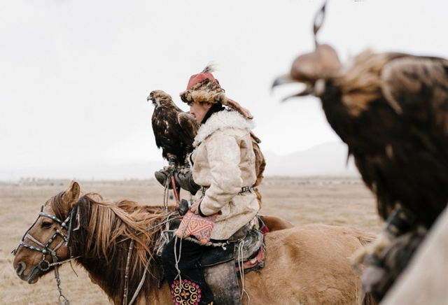 |如诗如画：油画草原，飞翔牧民