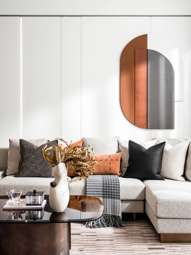 140平高级灰搭配黄色现代简约风,一见倾心的温暖优雅