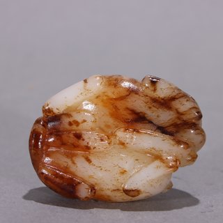 |清代-和田玉双欢雕件