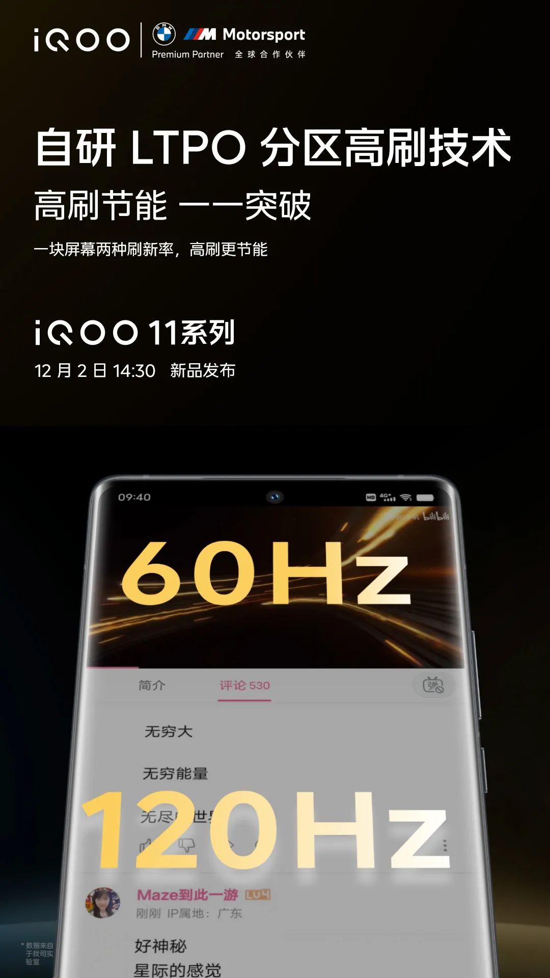 OLED|iQOO 11全系搭载2K 144Hz E6全感屏