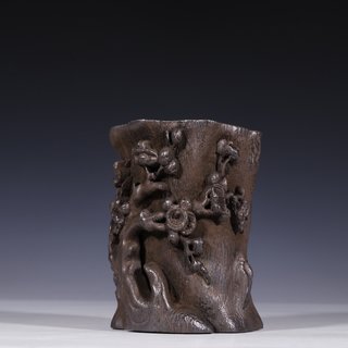 沉香|旧藏【老沉香 梅开二度 笔筒】