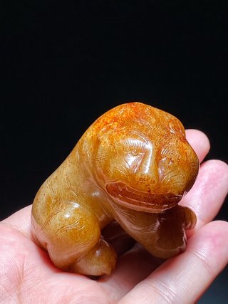 钱币|辽金 和田玉籽料 白玉受沁 玉虎 秋山虎 摆件 把件