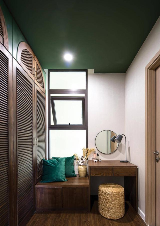 78装出2卧室+书房+衣帽间,并用复古绿填满,小户型值得借鉴