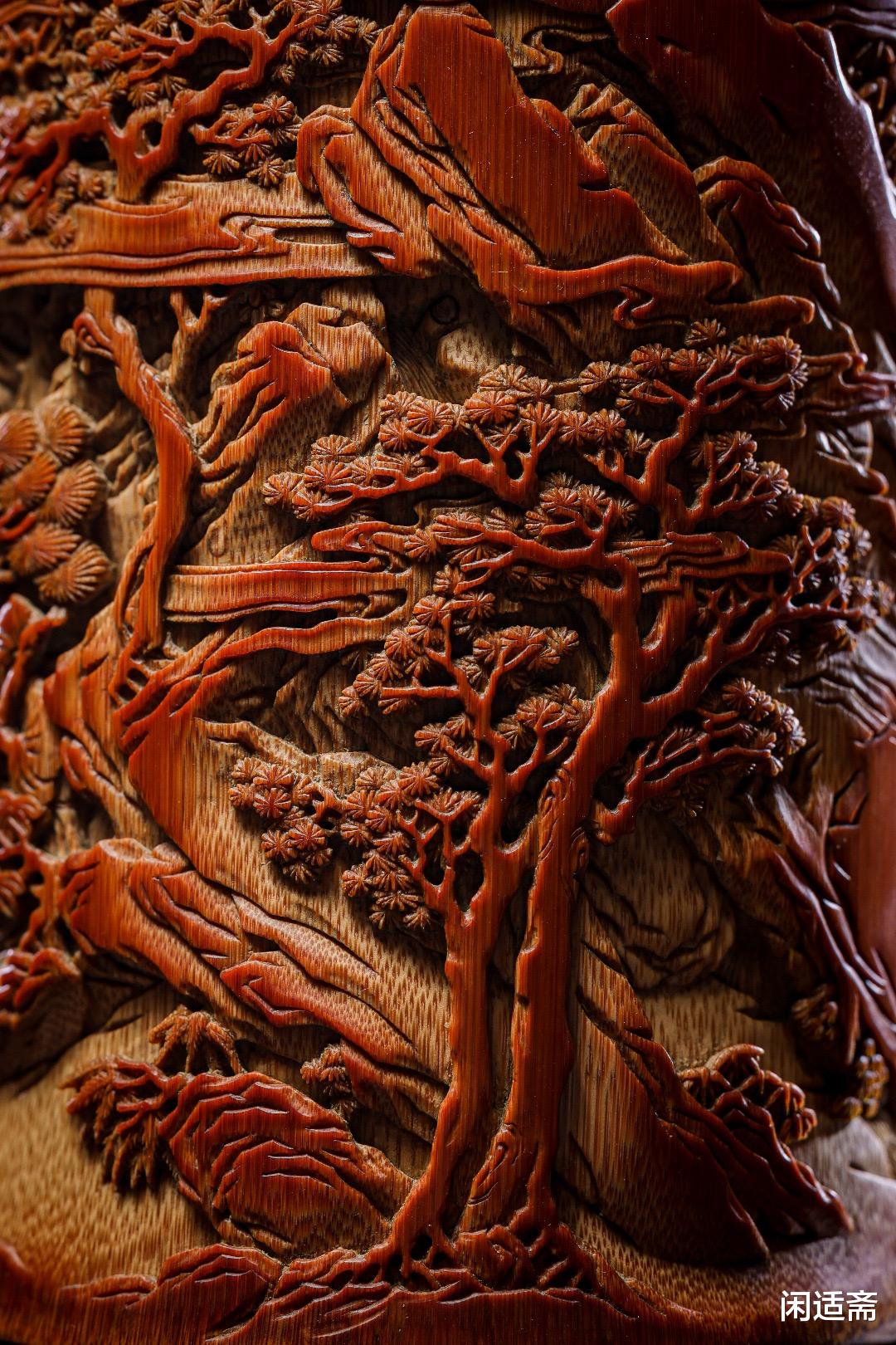 翡翠手镯|文人案头，高雅之器，香山九老图，老竹雕笔筒