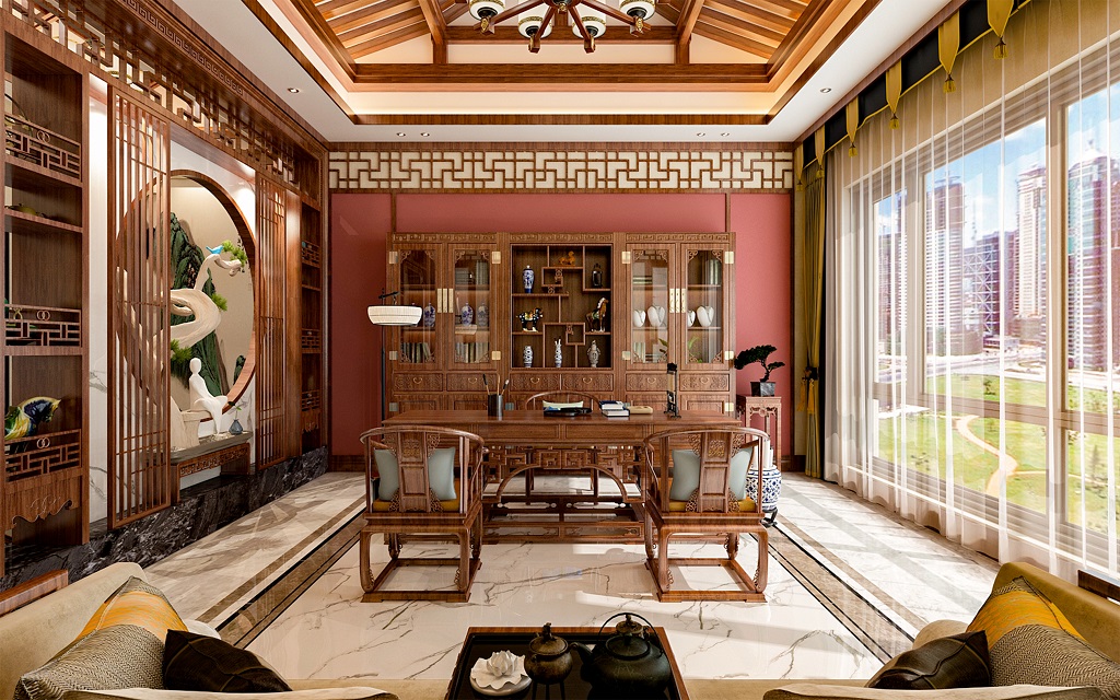 中式别墅装修|年轻人都会喜欢的书房风格