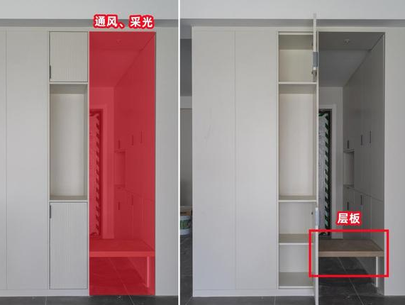 进门见厅,干脆定制个玄关柜做隔断,双面储物设计,储物也翻倍!