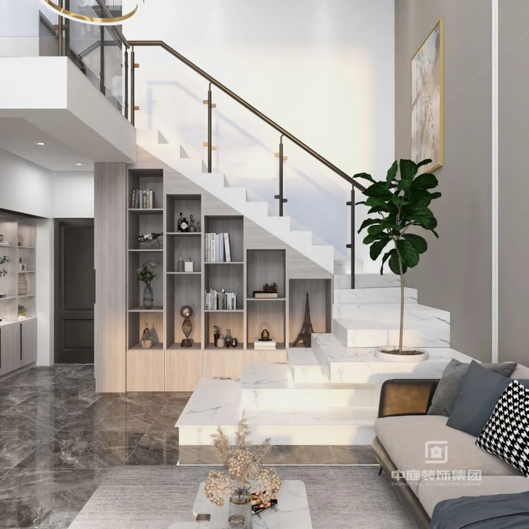 334平米轻奢风跃层装修,高级灰+典雅白,尽显大宅气势!