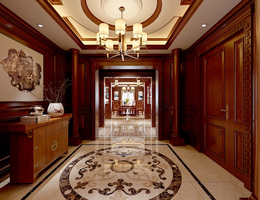 别墅大宅设计:中式门厅的惊艳登场。