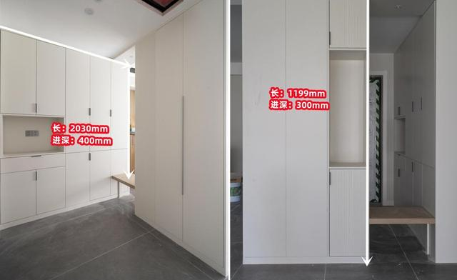 进门见厅,干脆定制个玄关柜做隔断,双面储物设计,储物也翻倍!