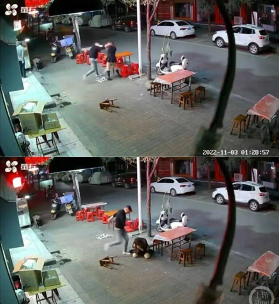 一男子因感情纠纷深夜餐饮店内猛扇女友耳光,监控曝光!