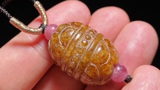 宋 和田玉籽料受沁 莲花纹 玉珠