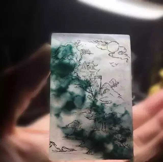 从原石到成片,顶级翡翠山水牌设计,美轮美奂