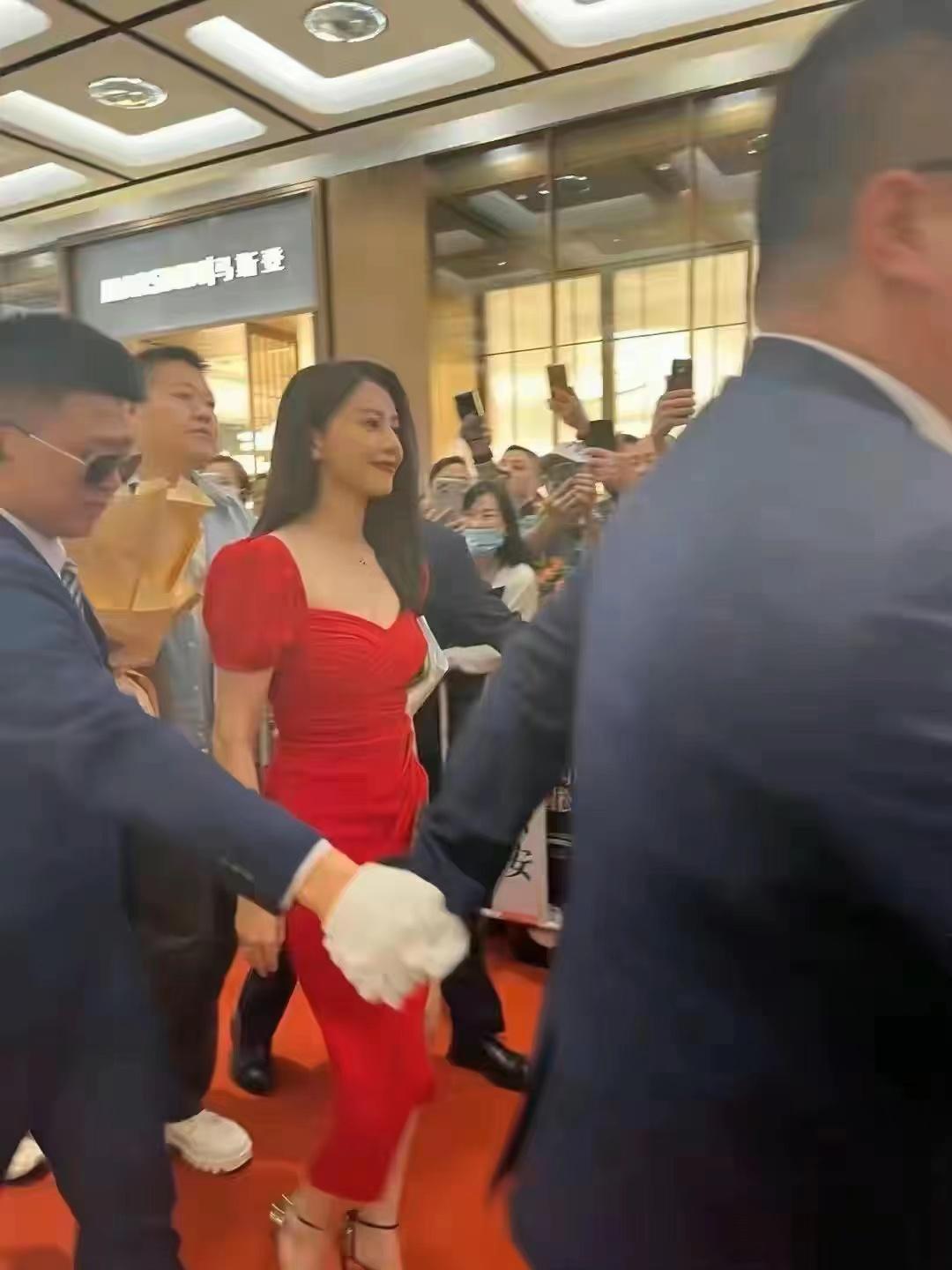 高圆圆|高圆圆现身商演阵仗大，近百人手忙脚乱迎出场，与异性挽手显亲密