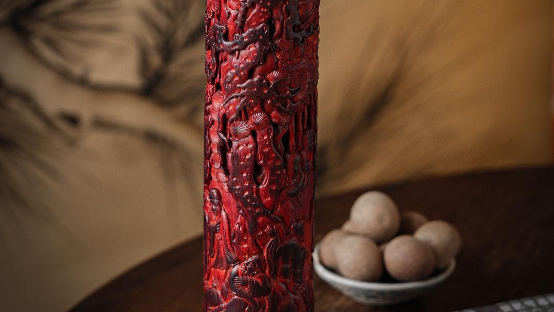 小叶紫檀|小叶紫檀，竹林七贤，立式香炉