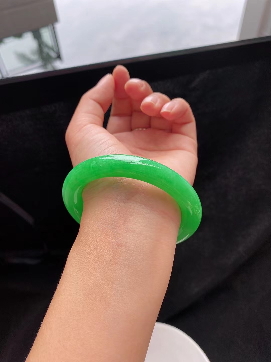 戴过满绿圆条手镯吗？