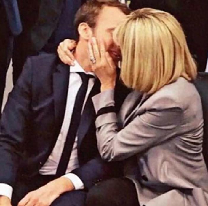 马克龙有多爱布丽吉特？把她的照片复原成少女，还把自己变成了老头