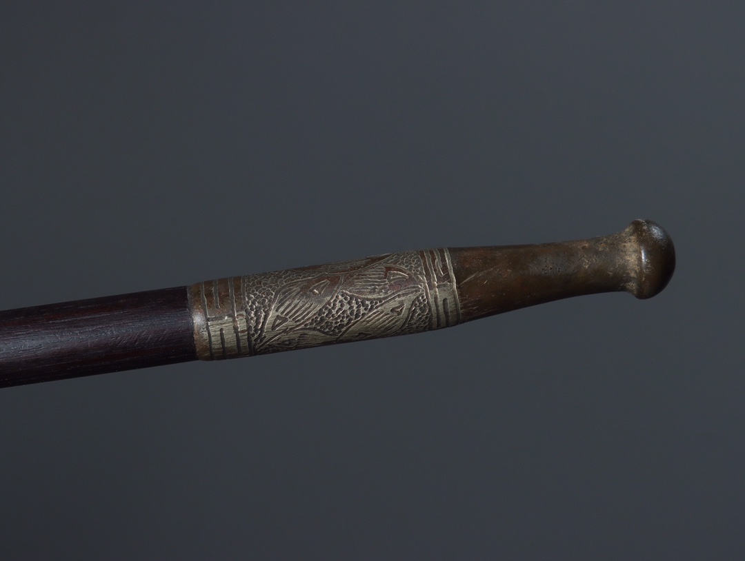 奇石|旧藏 铜制镶嵌紫檀木 搭配翡翠 老烟枪