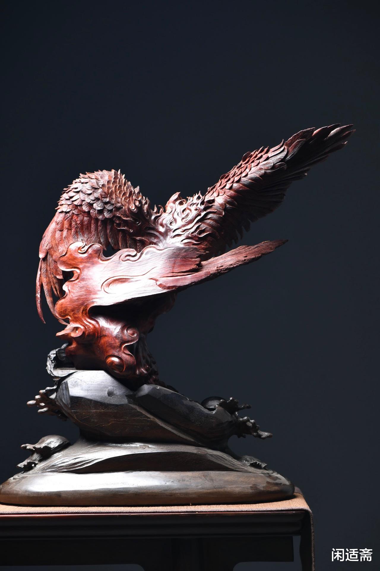 |古美艺术,紫檀木雕,雷震子