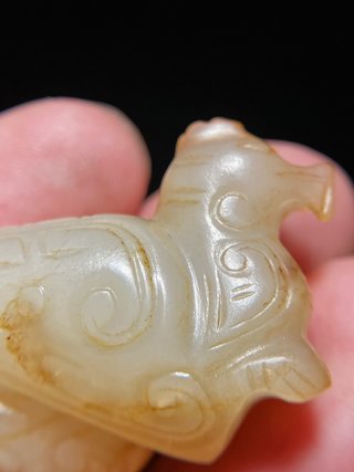 周 和田玉籽料 白玉 凤鸟形 玉佩