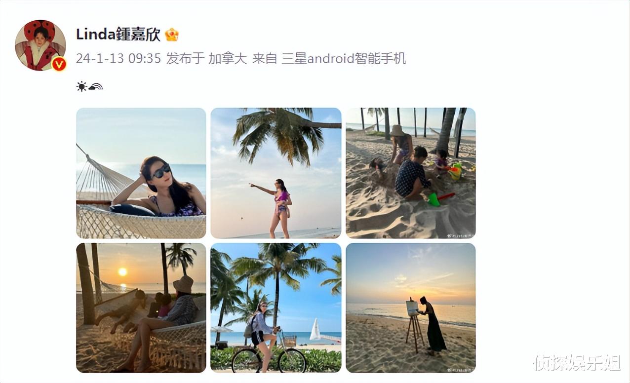 钟嘉欣带娃海边出游,辣妈穿泳装纤瘦养眼,三个儿女都像爸爸