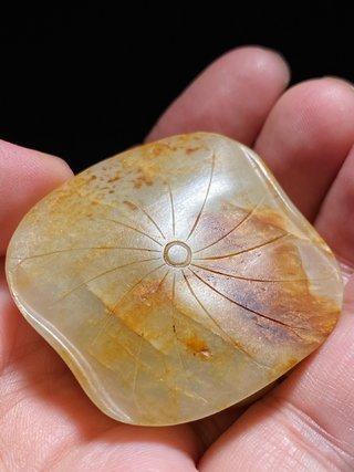 |清中期 和田玉籽料留皮 宝鸭穿莲 双鸭穿莲