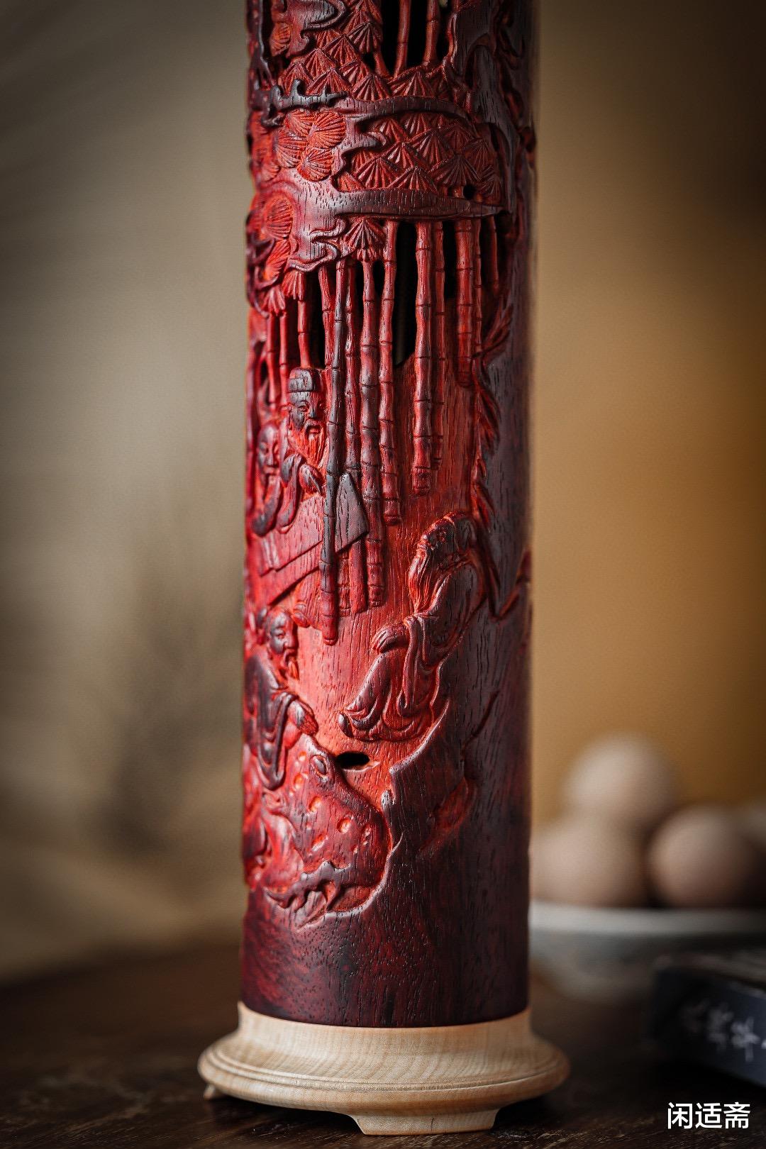 钱币|小叶紫檀，竹林七贤，立式香炉