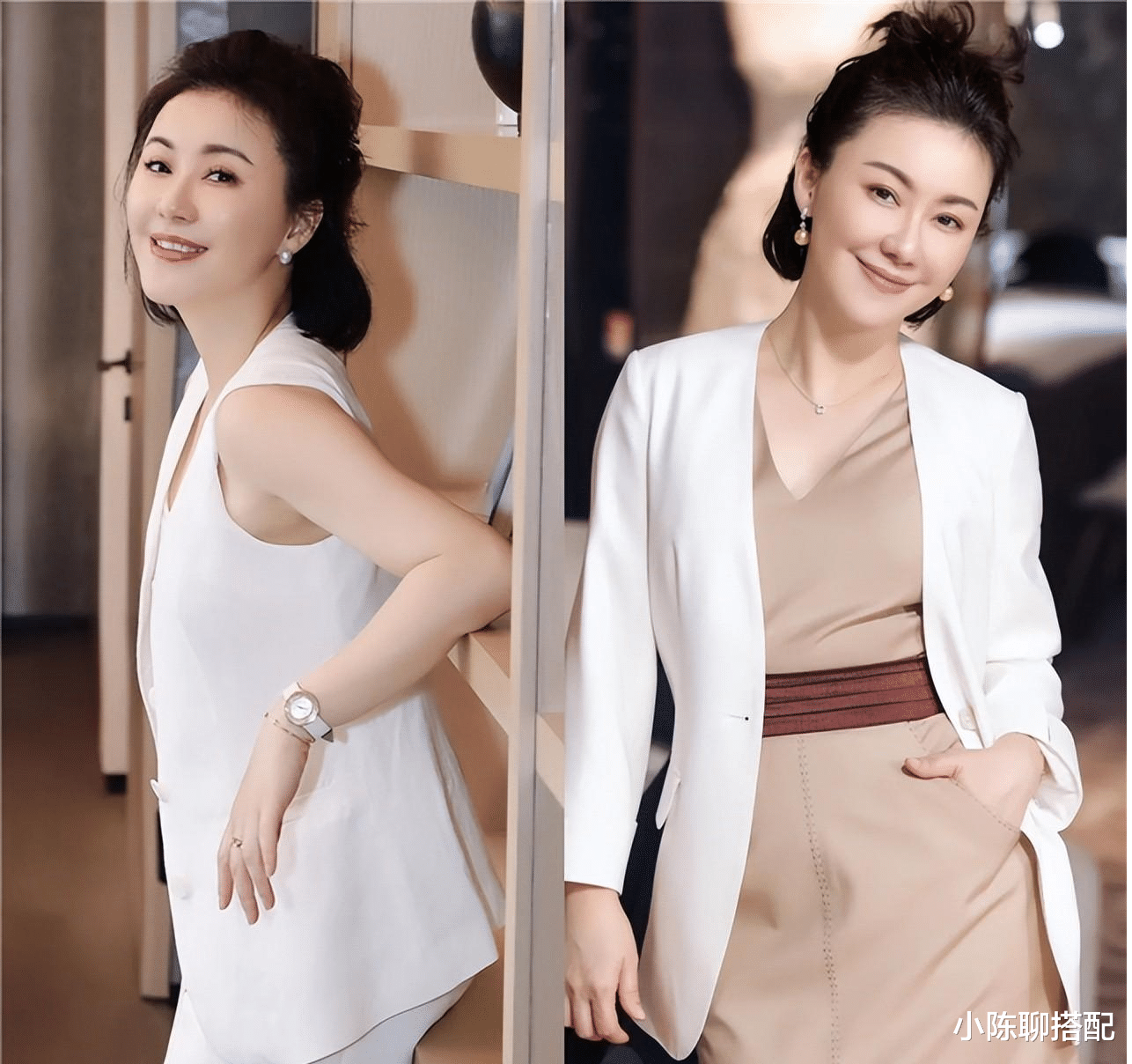 穿衣搭配 这才是中年女人反油腻的穿搭秘诀：不穿花，不烫卷，反而气质高级