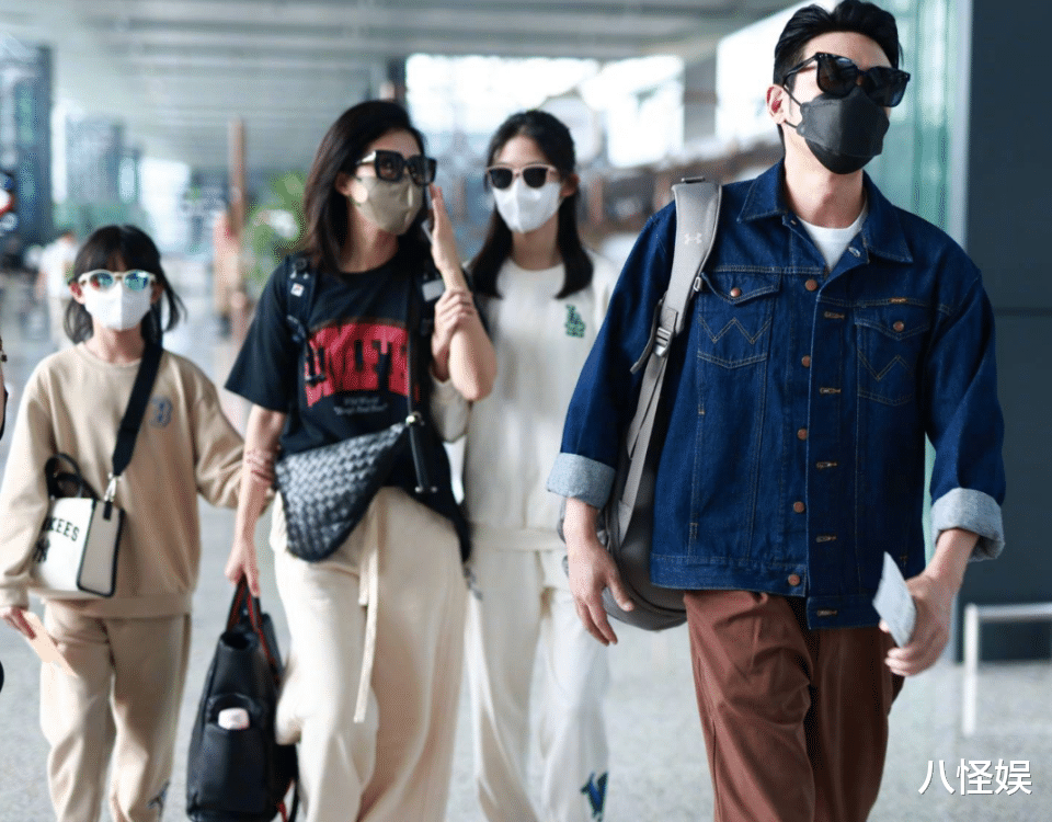 陆毅一家四口出游，14岁贝儿身高169超过妈妈，长大想出道当歌手