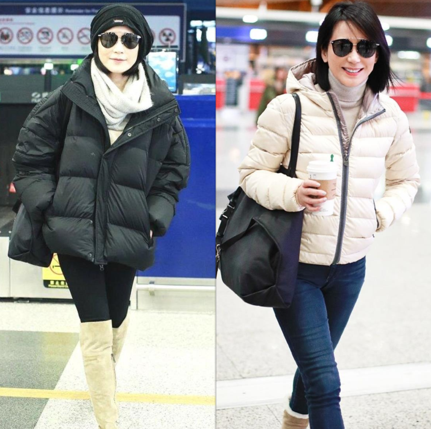 俞飞鸿亲自示范：穿羽绒服不配打底裤，色不过三，52岁也优雅温婉