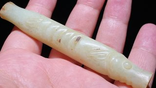 |明以前 和田玉 鱼形 勒子