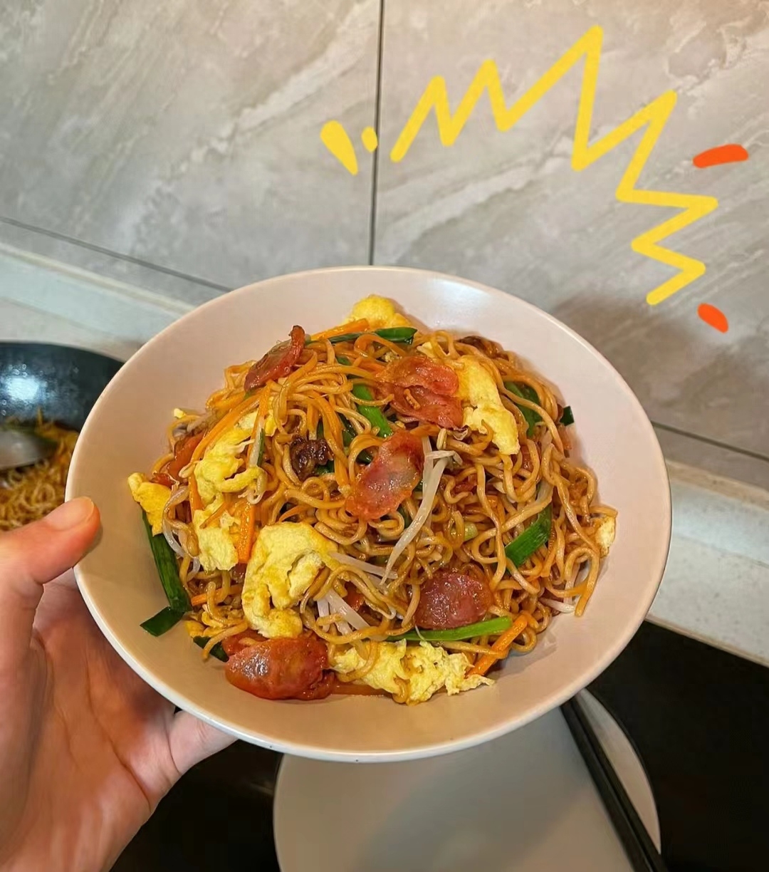 炒面|炒面还是喜欢这种做法,干香油亮,色泽诱人,味道非常好