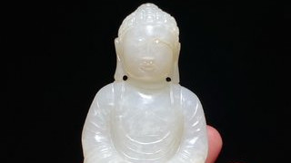 |清乾隆 和田玉 白玉 阿弥陀佛 佛像 摆件