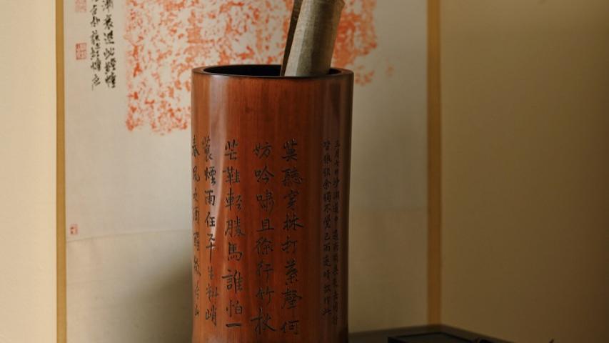 雕刻|文房雅器，竹雕，手刻画筒