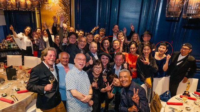 吴君如|杨紫琼宴请港娱圈大佬，吴君如激动触摸小金人，周润发白发显沧桑