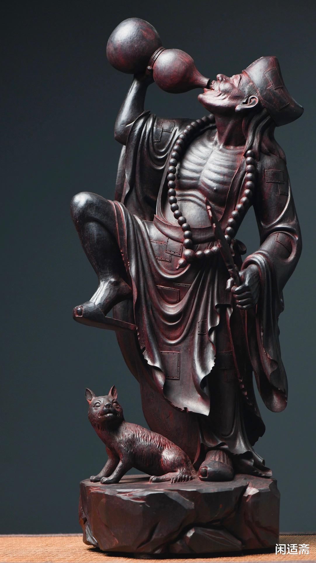 |行善积德，小叶紫檀木雕，活佛济公