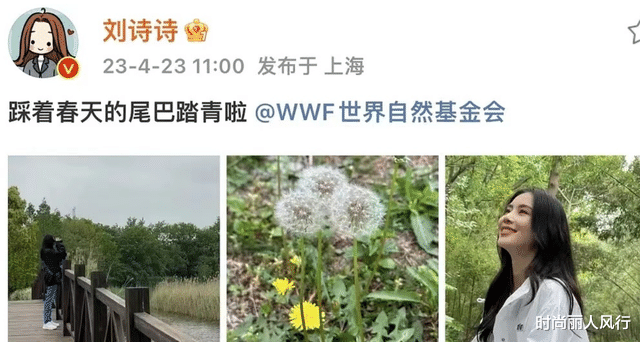 长月烬明|刘诗诗踏春照美到刷屏!穿休闲装撩头发嫩成少女,同款包快卖断货